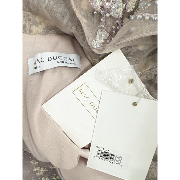 FLORAL EMBROIDERED ILLUSION V-NECK GOWN Size 4 - Picture 9 of 9